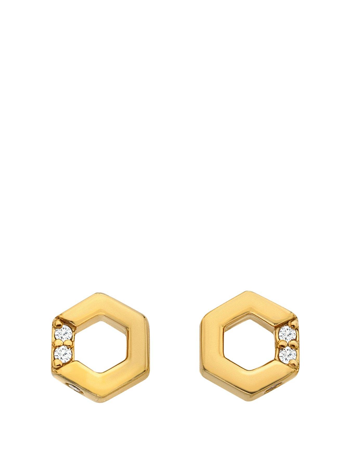Product photograph of Hot Diamonds Hd X Jj Hexagon White Topaz Earrings from very.co.uk