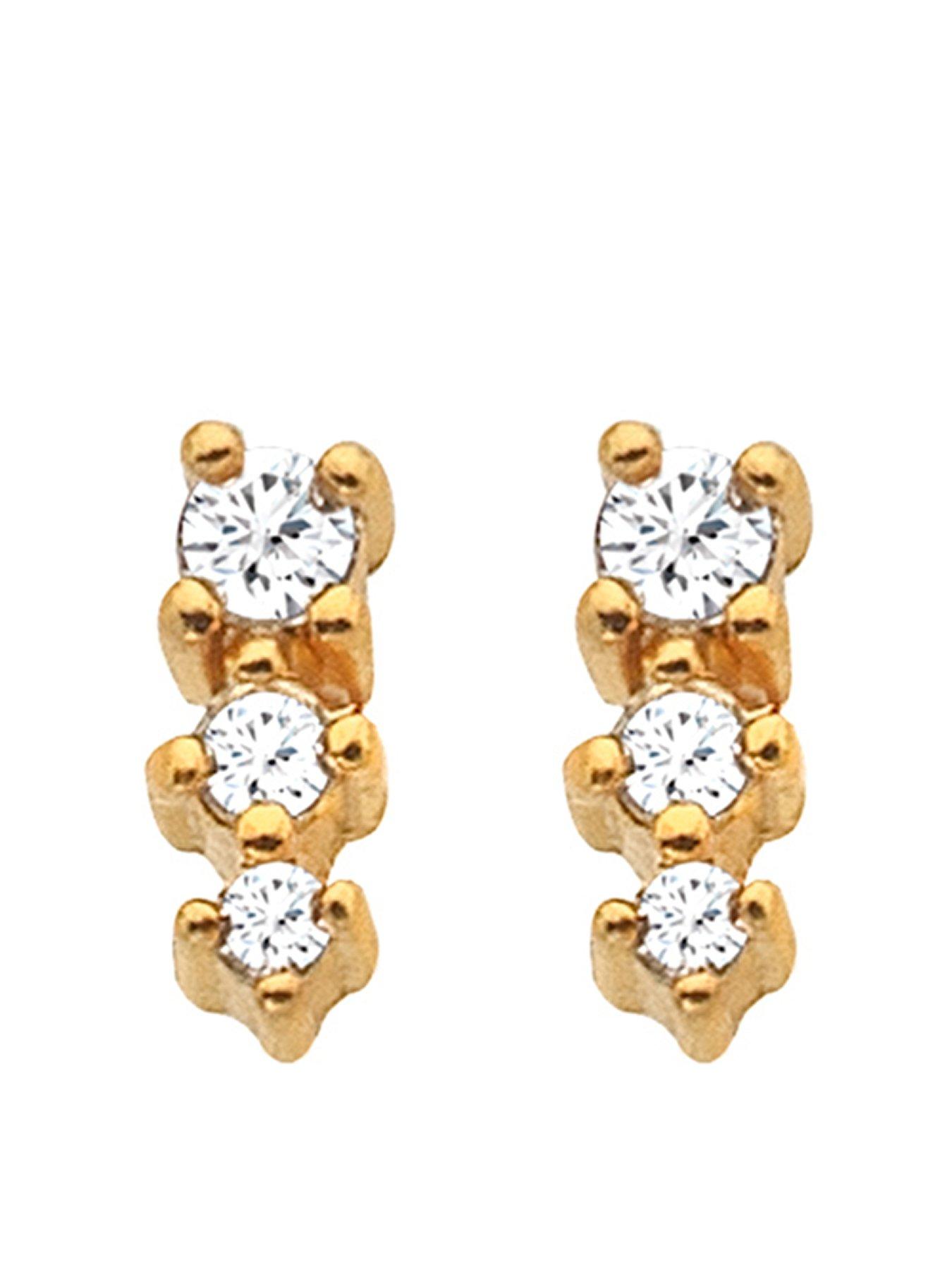 Product photograph of Hot Diamonds Hd X Jj White Topaz Graduated Stud Earrings from very.co.uk