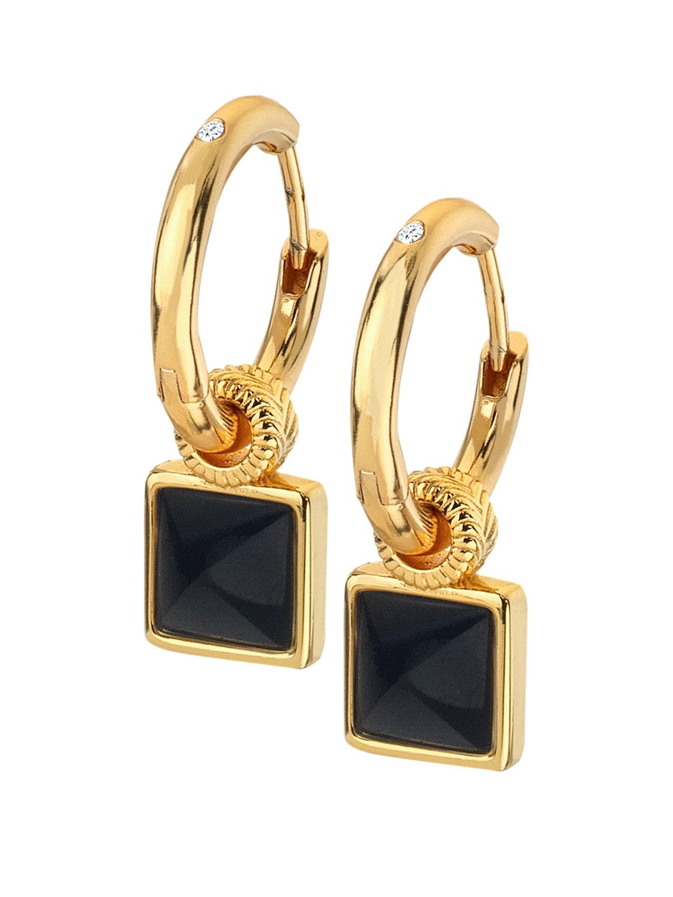 Product photograph of Hot Diamonds Hd X Jj Black Onyx Earrings from very.co.uk
