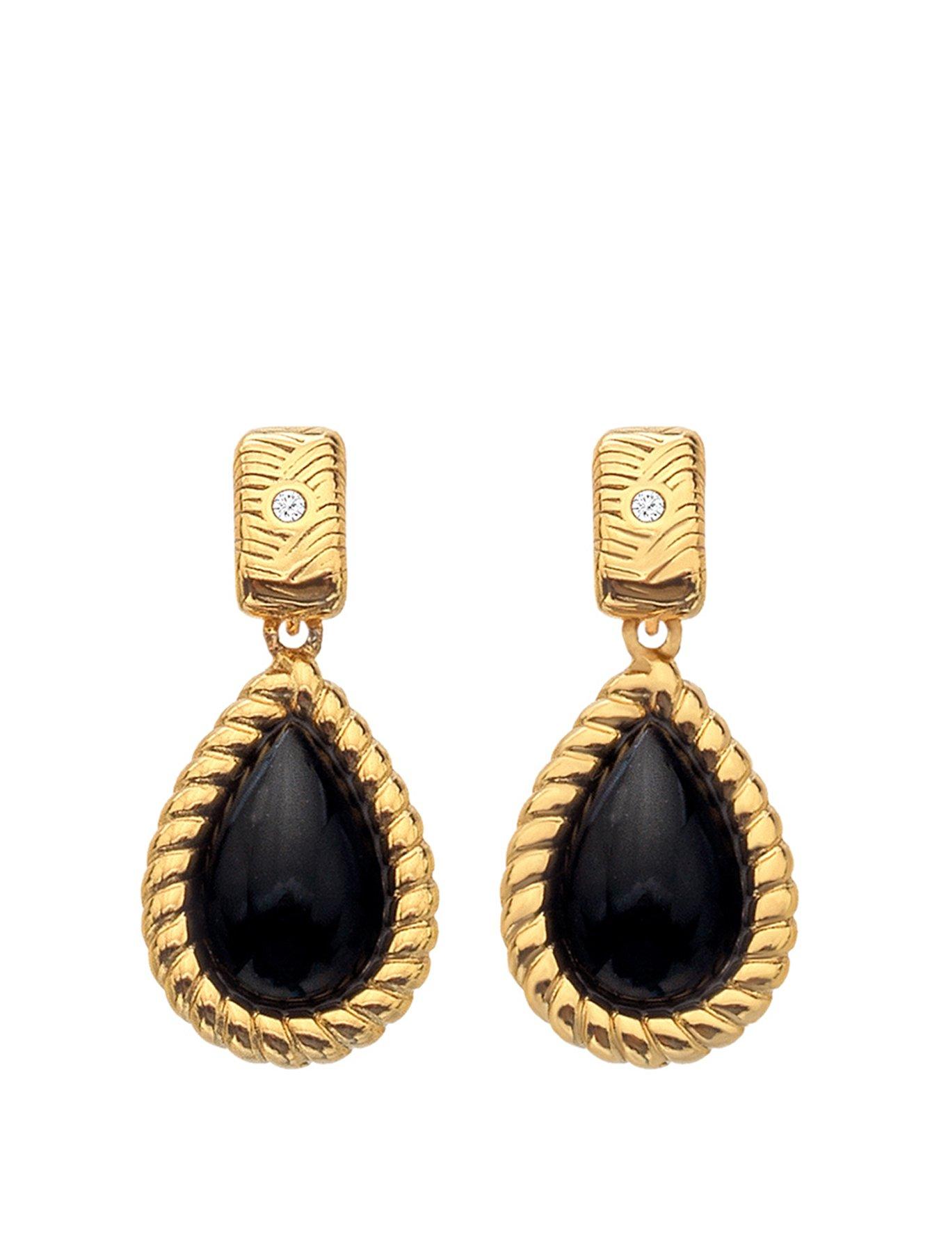 Product photograph of Hot Diamonds Hd X Jj Black Onyx Oval Earrings from very.co.uk