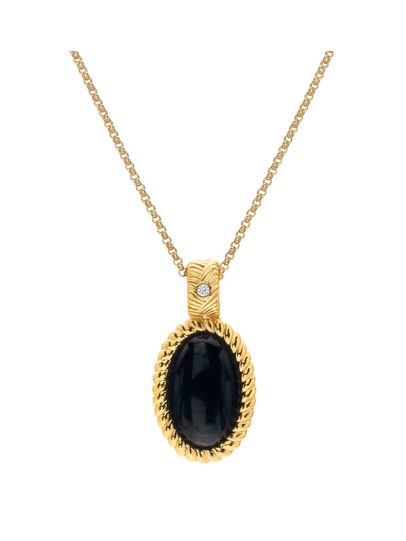 Product photograph of Hot Diamonds Hd X Jj Black Onyx Oval Pendant from very.co.uk