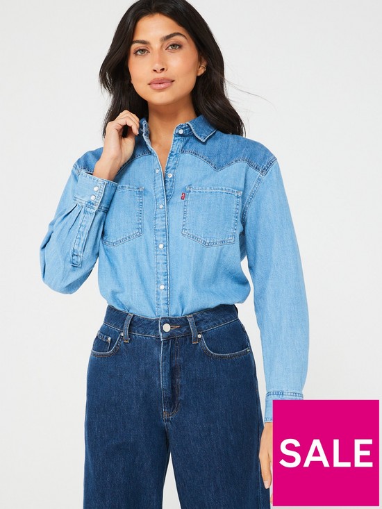 front image of levis-teodora-western-shirt-blue