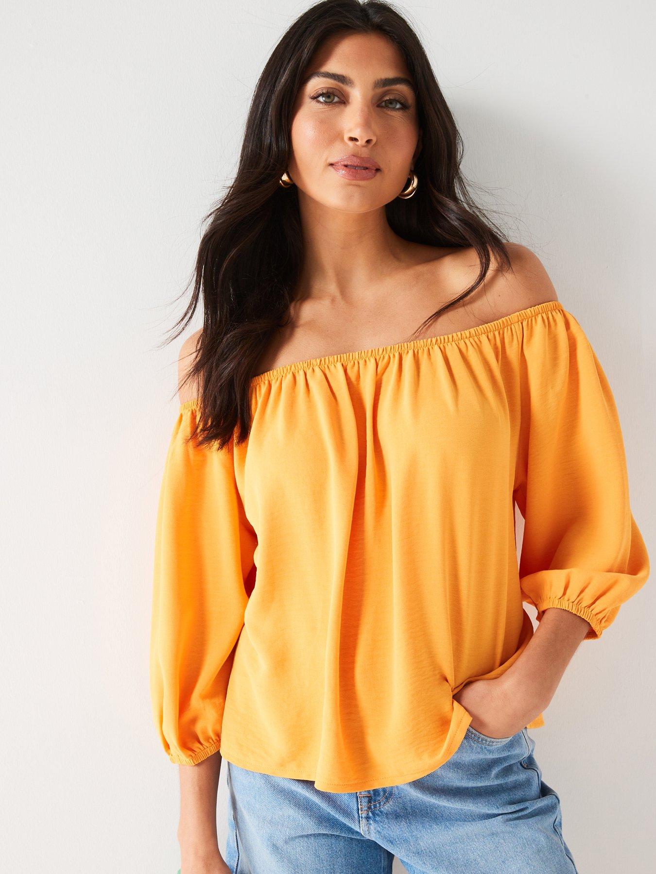 Orange bardot top hotsell