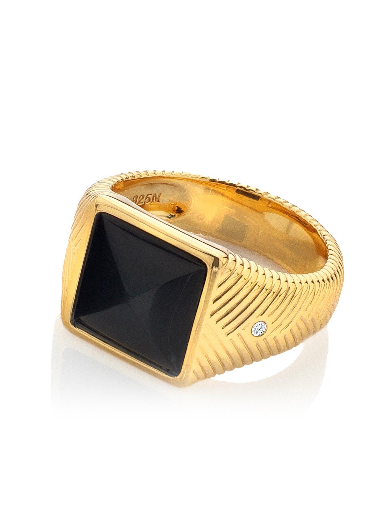 Product photograph of Hot Diamonds Hd X Jj Black Onyx Signet Ring from very.co.uk