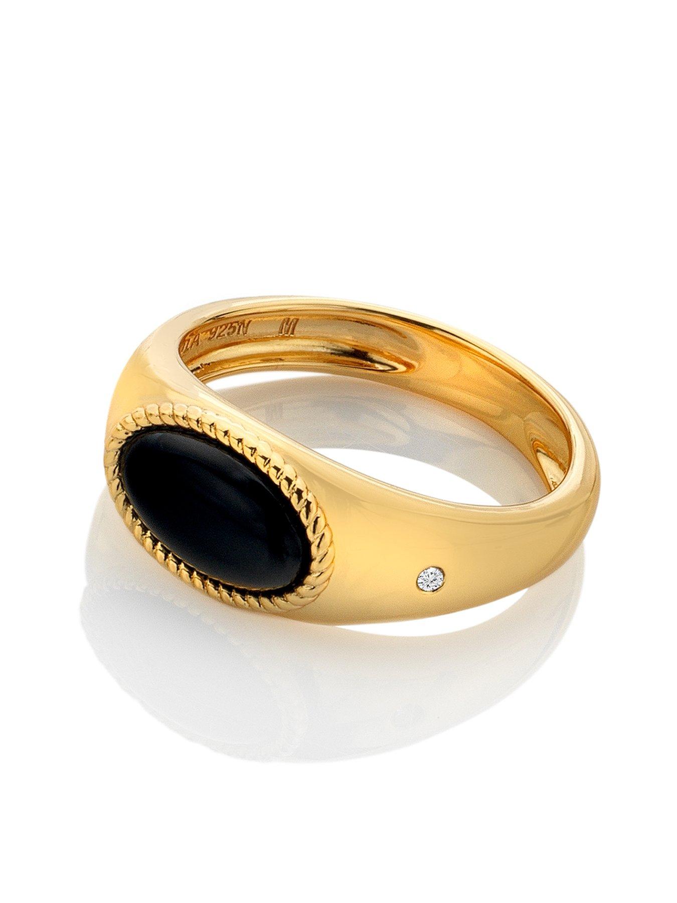 Product photograph of Hot Diamonds Hd X Jj Black Onyx Oval Ring from very.co.uk
