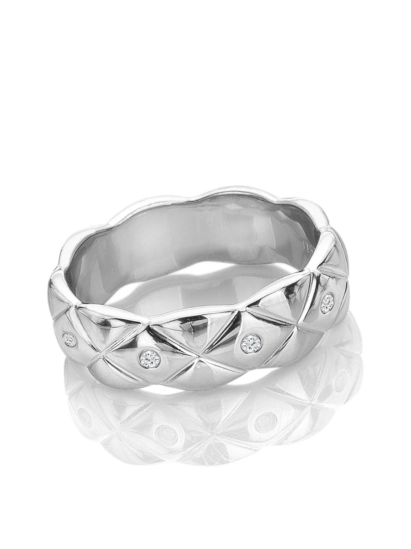 Product photograph of Hot Diamonds Quilted Ring - White Topaz from very.co.uk