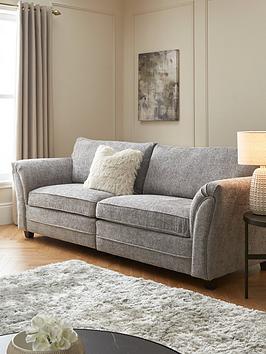 Product photograph of Very Home Dury Chunky Weave 4 Seater Standard Back Sofa - Grey - Fsc Reg Certified from very.co.uk