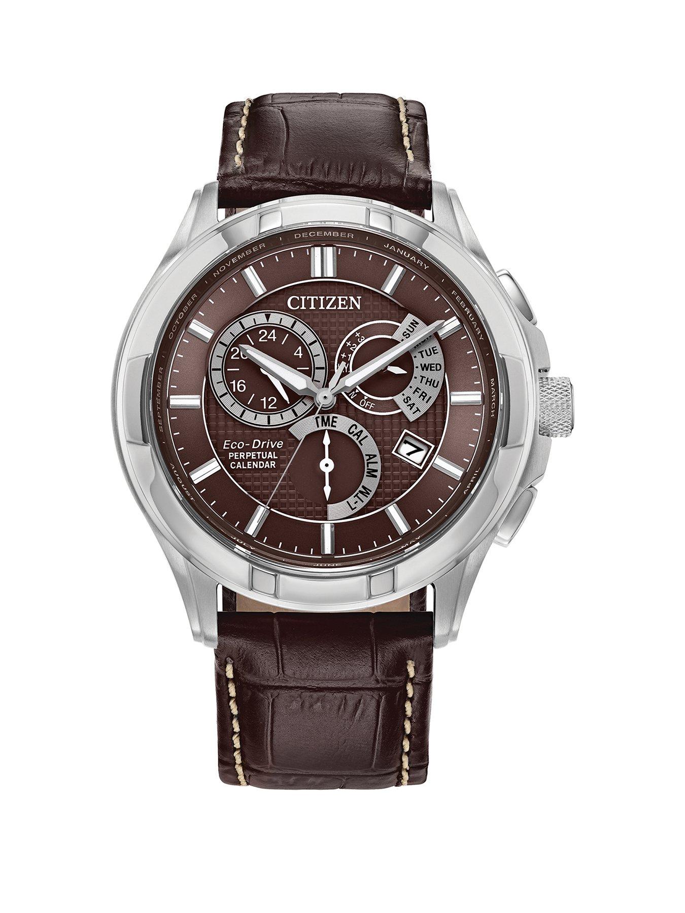 Product photograph of Citizen Classic 8700 Brown Dial And Strap Watch from very.co.uk