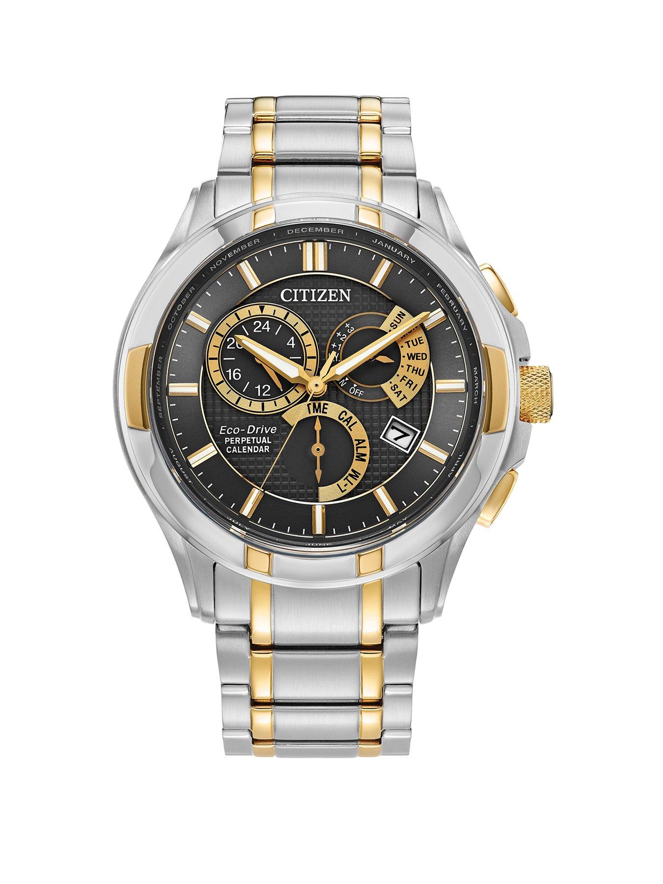 Product photograph of Citizen Classic 8700 Black Dial Two Tone Bracelet Watch from very.co.uk