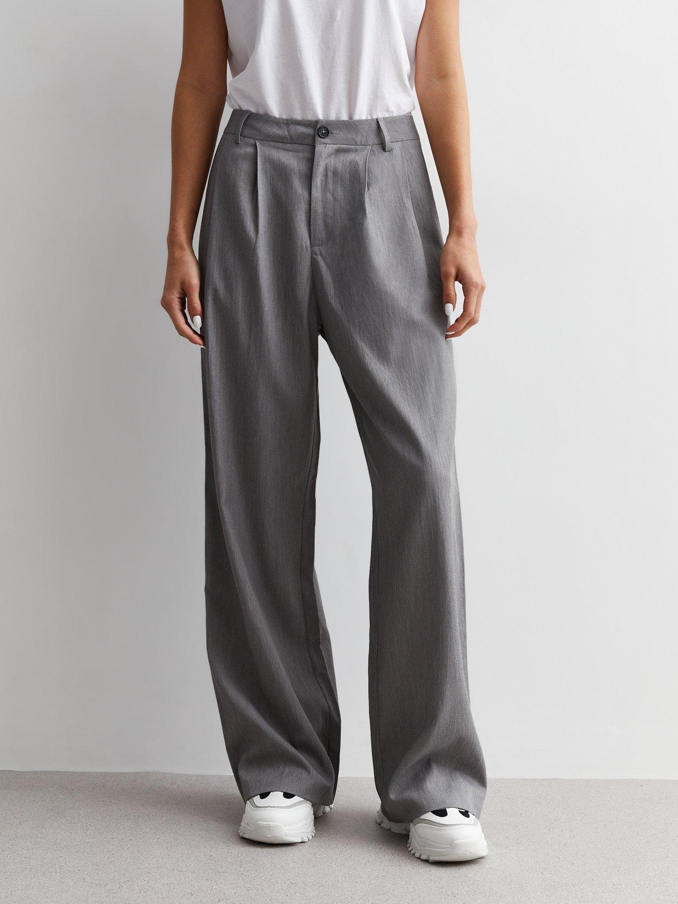 New Look Grey High Waist Wide Leg Trousers Very