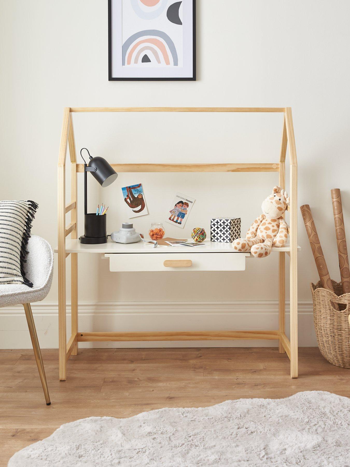 Product photograph of Very Home Pixie Solid Pine Height Adjustable Desk - White - Fsc Reg Certified from very.co.uk