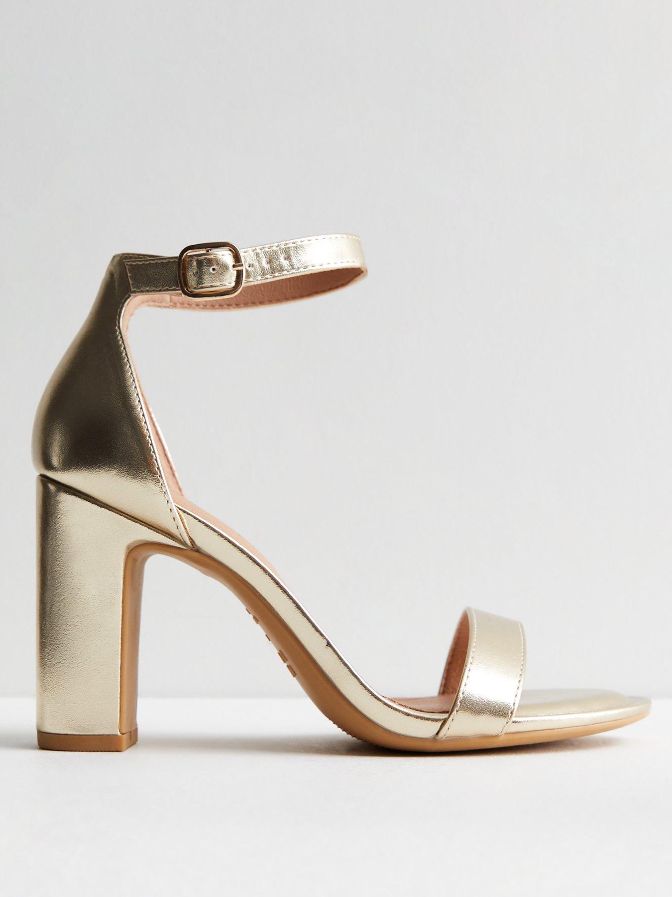 new look wide fit gold metallic 2 part block heel sandals