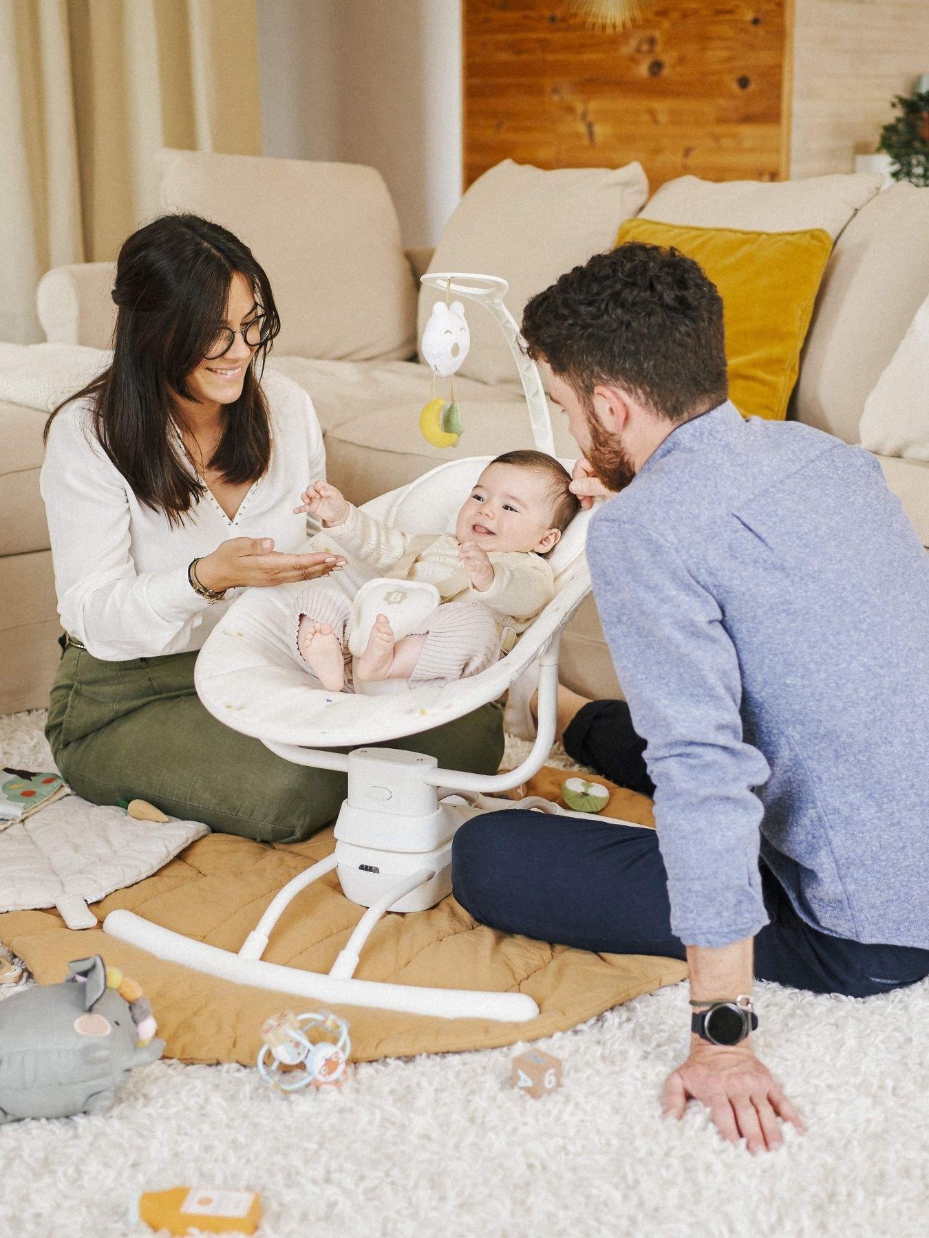 undefined Lateral Nursery Baby Swing with remote control- Cream