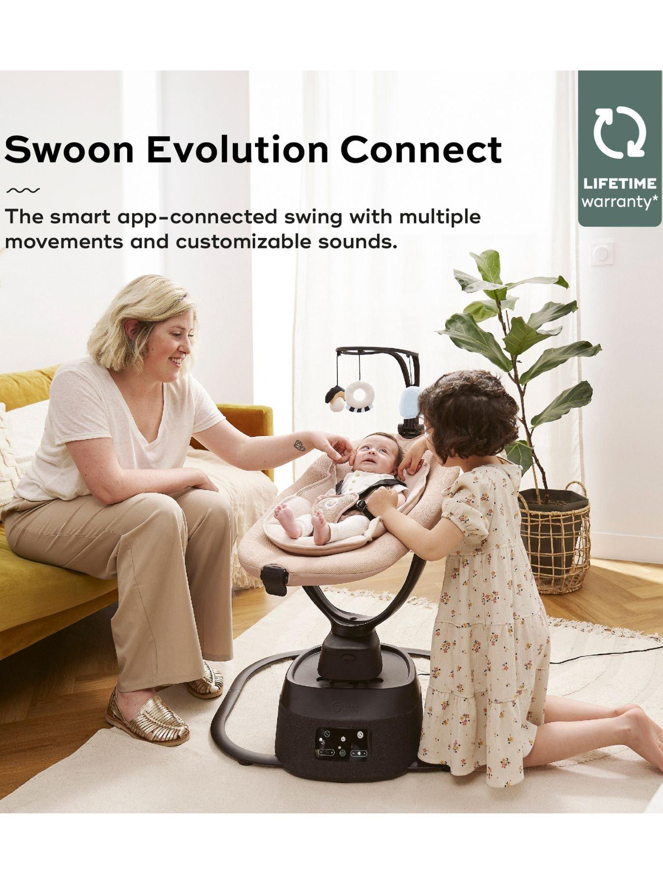 Babymoov Swoon Evolution Smart App Connected Baby Swing/Rocker - Mocca