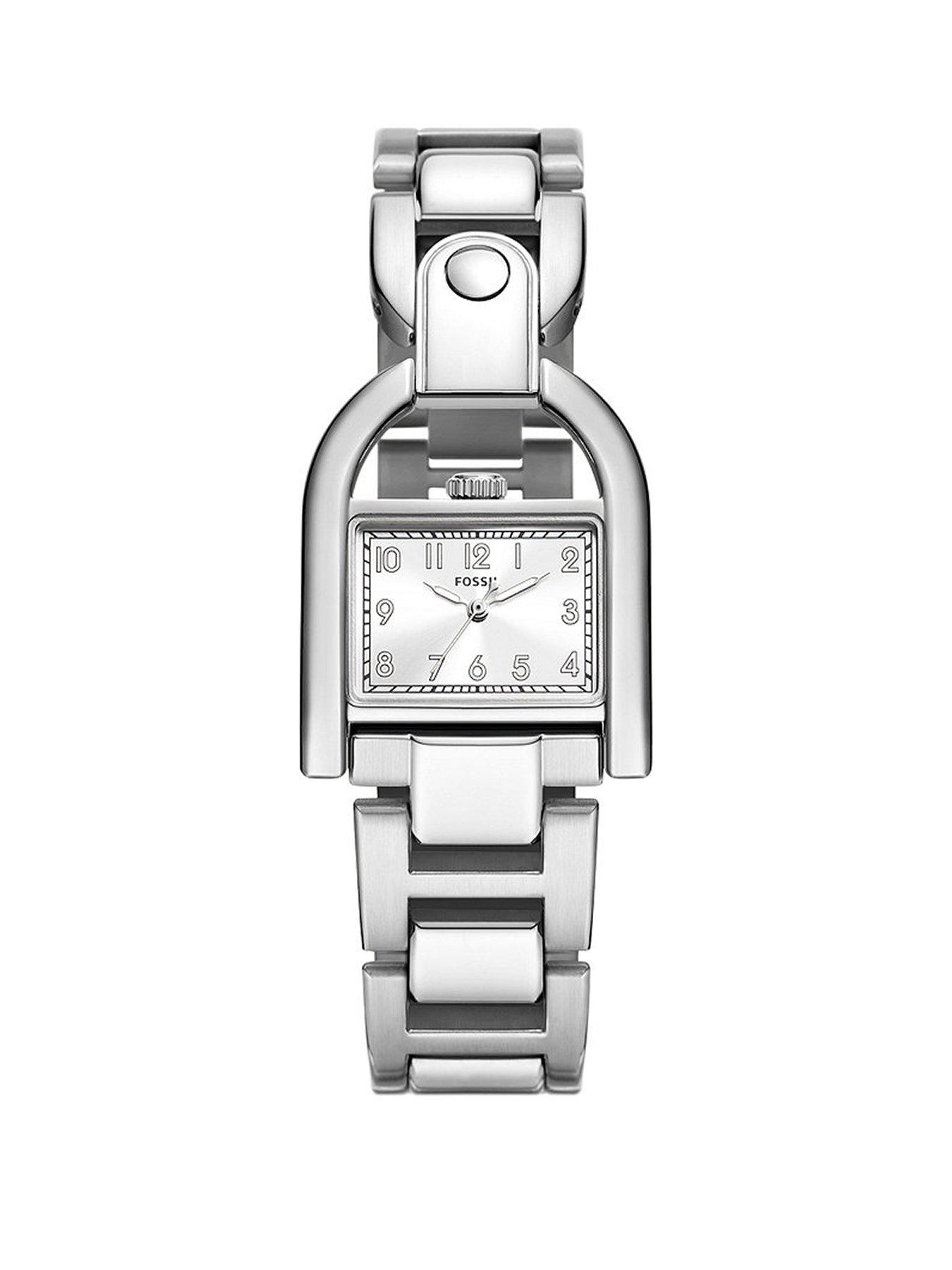 Product photograph of Fossil Harwell 3-hand Stainless Steel Watch from very.co.uk