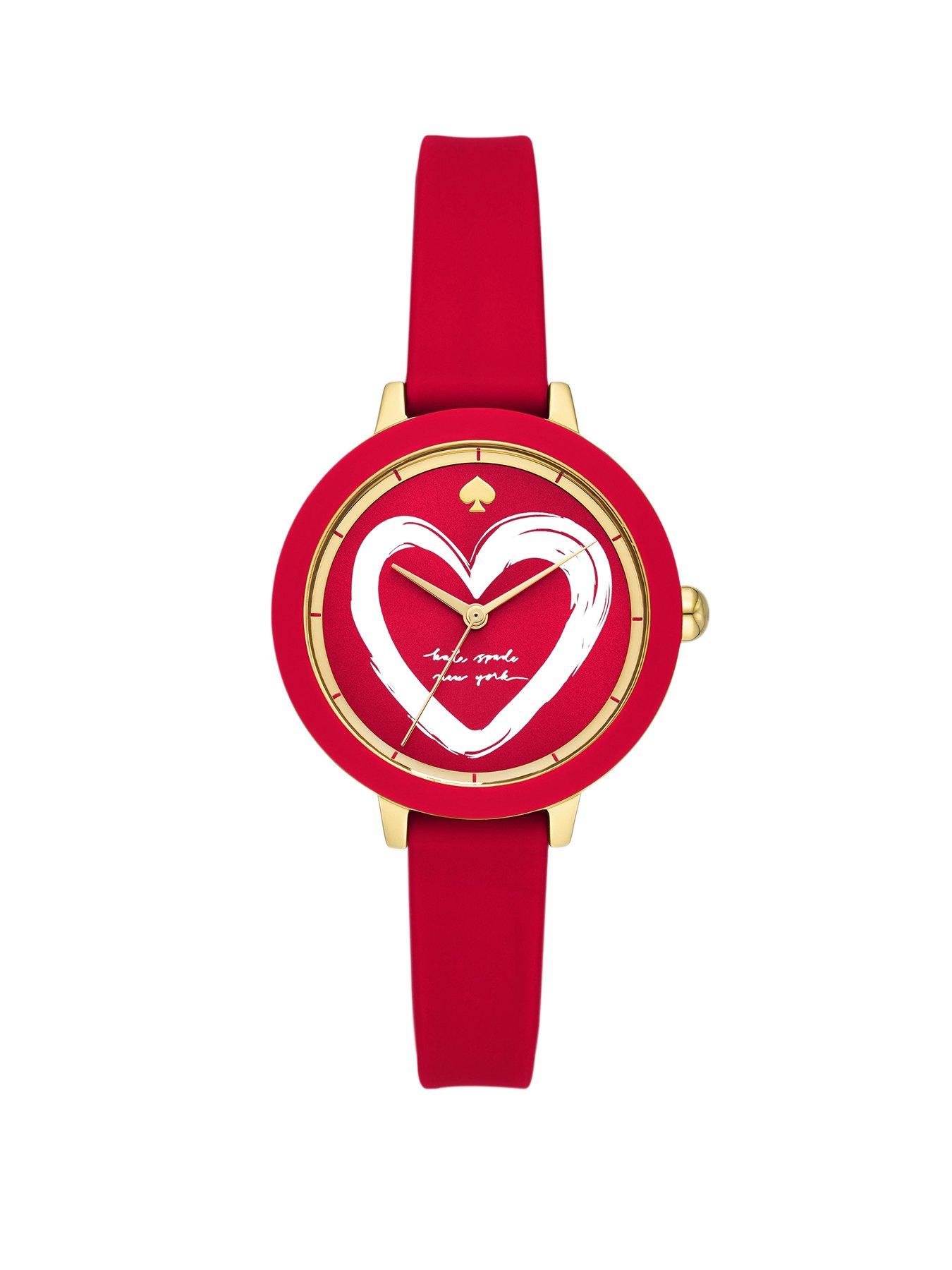 Product photograph of Kate Spade New York Park Row Red Silicone Watch from very.co.uk