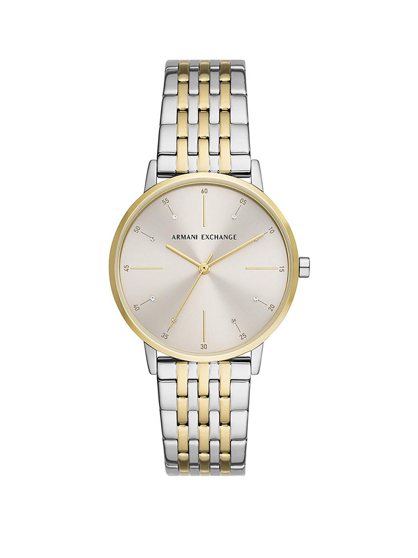 Product photograph of Armani Exchange Three-hand Two-tone Stainless Steel Watch from very.co.uk