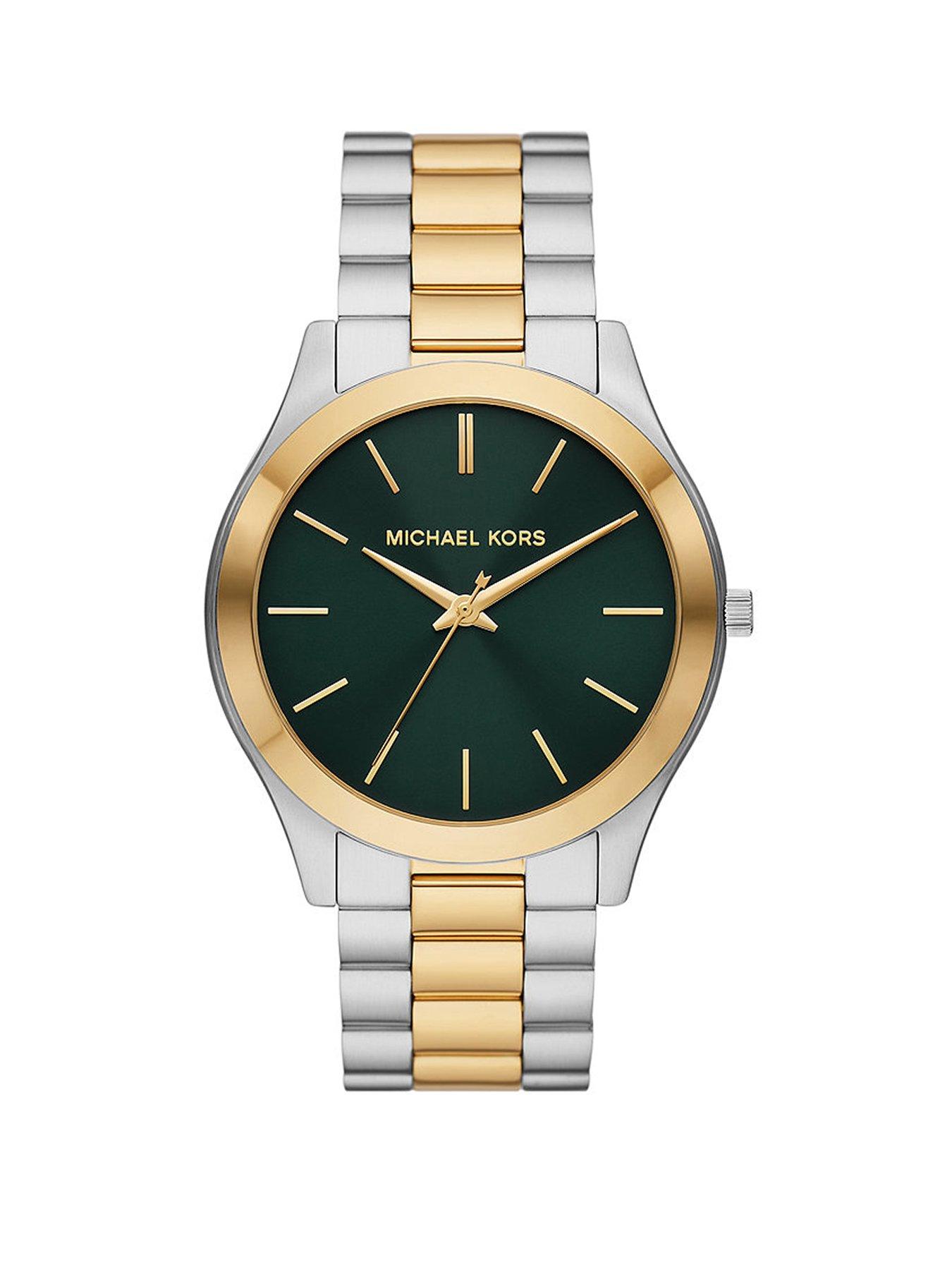 Product photograph of Michael Kors Slim Runway Three-hand Two-tone Stainless Steel Watch from very.co.uk