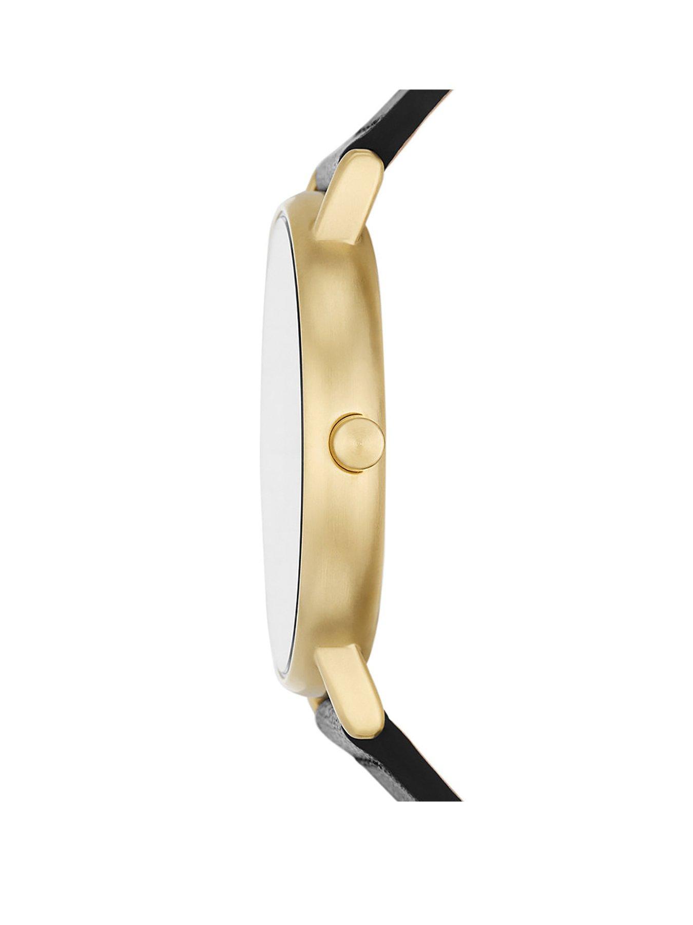 Skagen signatur black hotsell leather watch