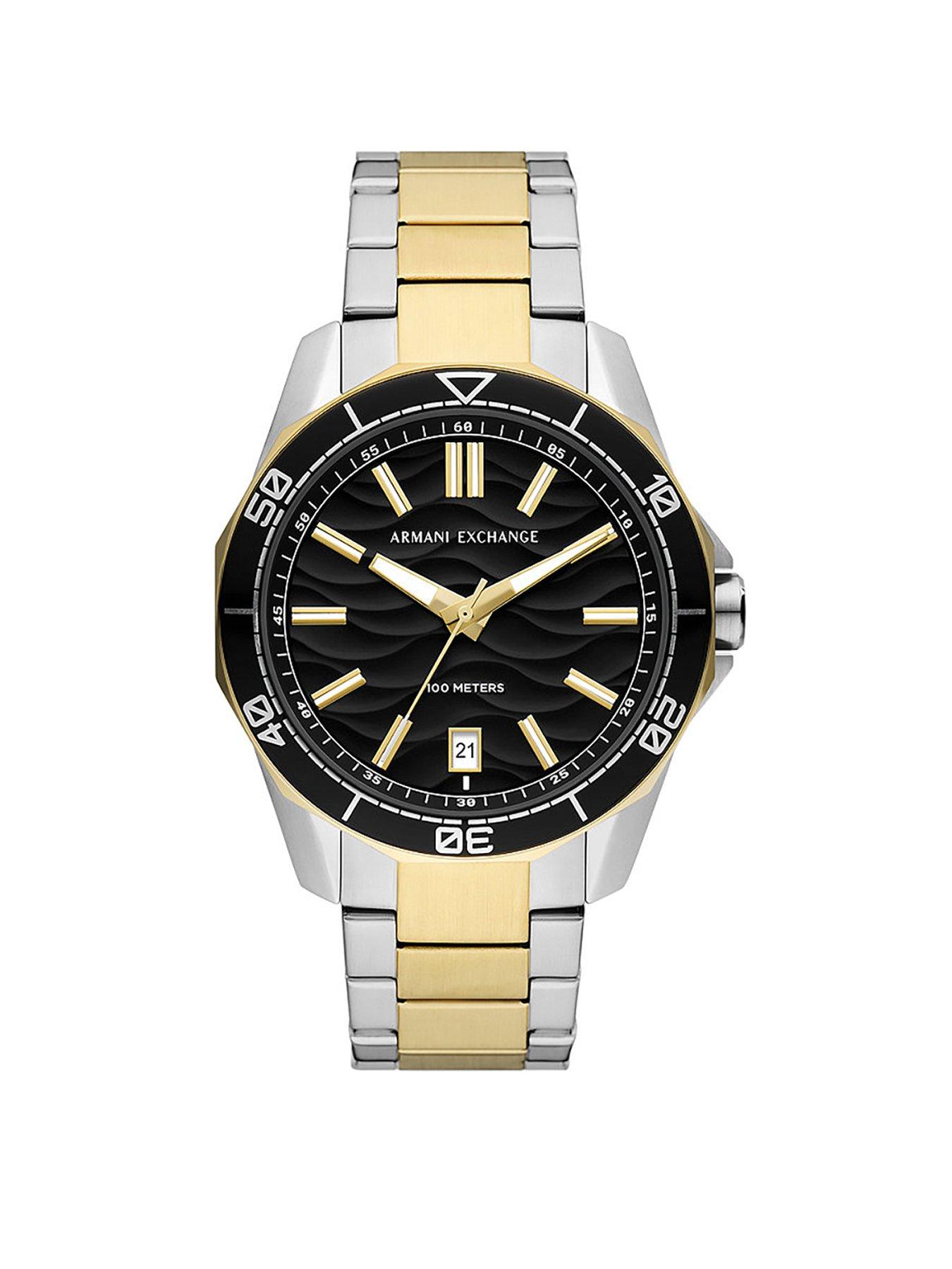 Armani exchange two tone watch best sale