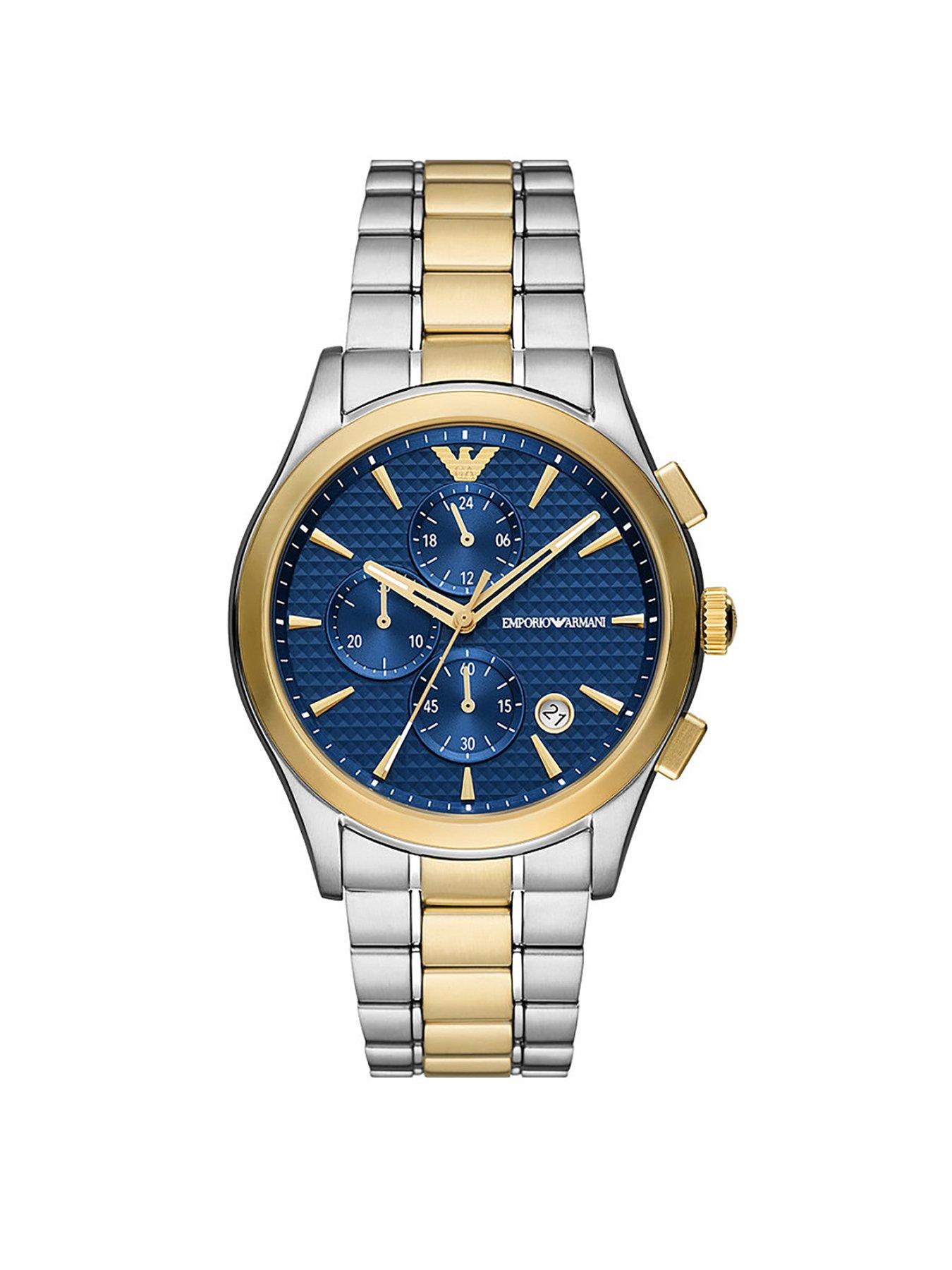 Product photograph of Emporio Armani Chronograph Two-tone Stainless Steel Watch from very.co.uk