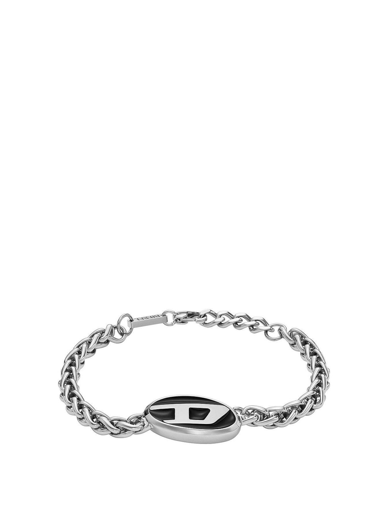 Product photograph of Diesel Stainless Steel Chain Bracelet from very.co.uk
