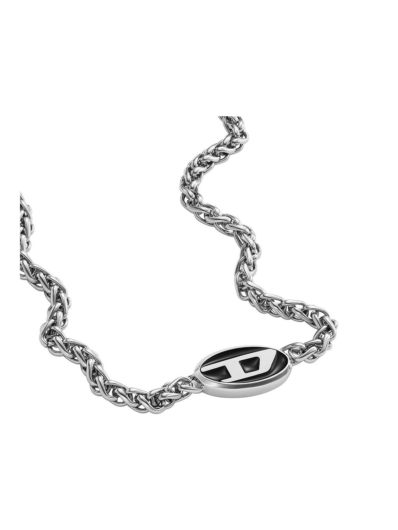 Product photograph of Diesel Stainless Steel Chain Necklace from very.co.uk