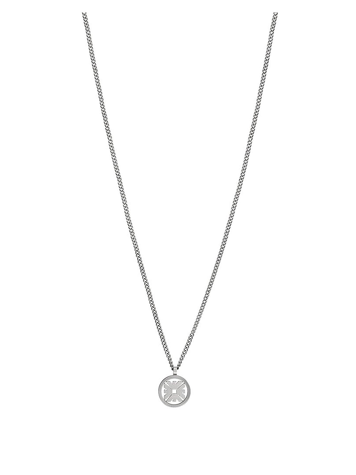 Product photograph of Emporio Armani Stainless Steel Pendant Necklace from very.co.uk