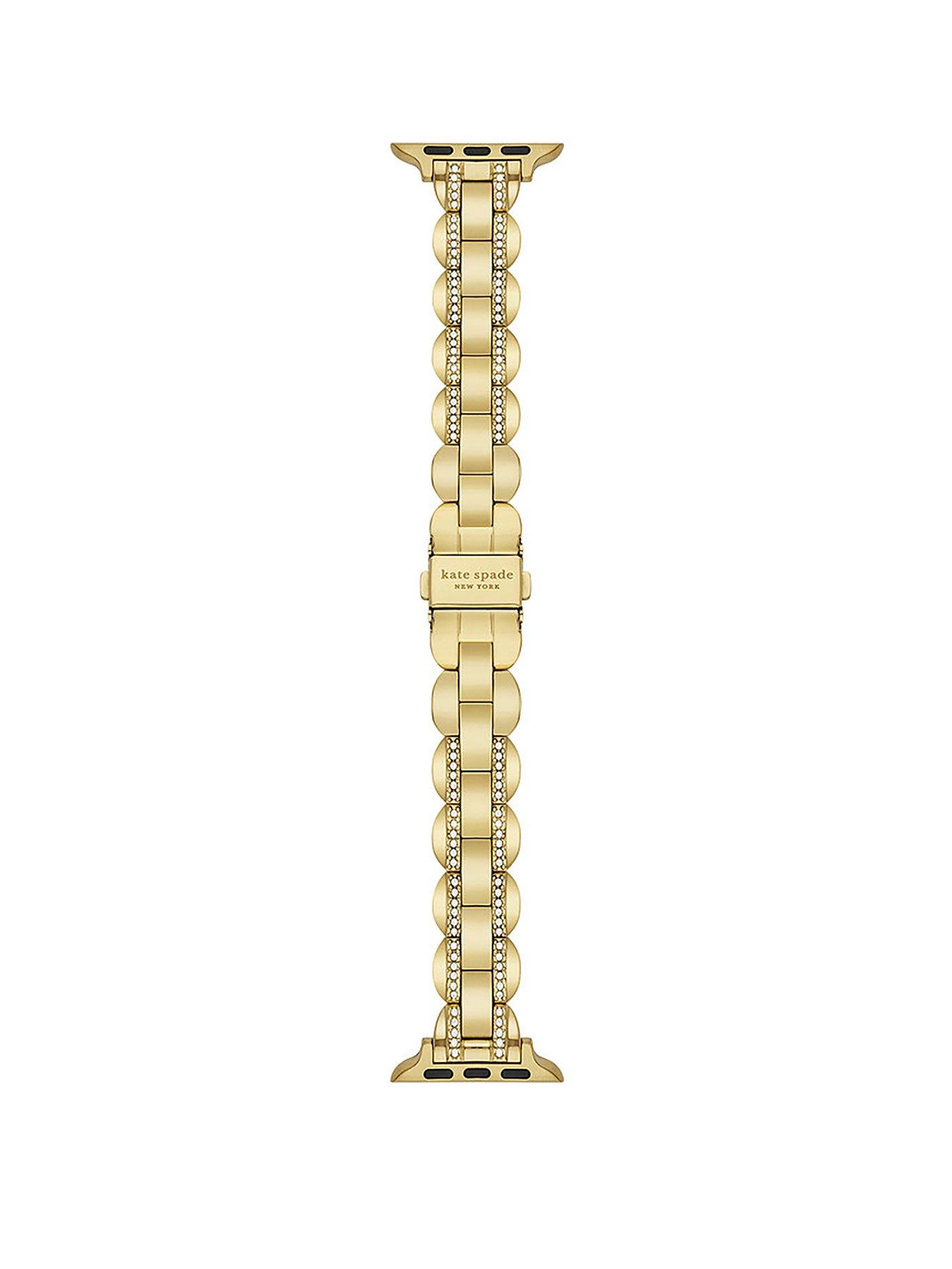 Product photograph of Kate Spade New York Kate Spade Gold Tone Apple Strap from very.co.uk