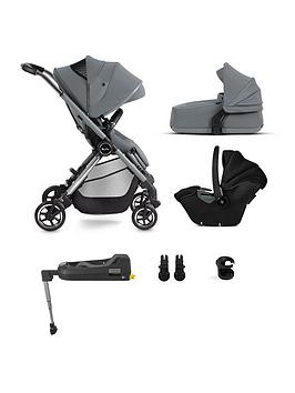 Silver Cross Dune Compact Pushchair Travel Pack - Car Seat, Base, Cup Holder, Adaptors  Folding Carry Cot - Glacier