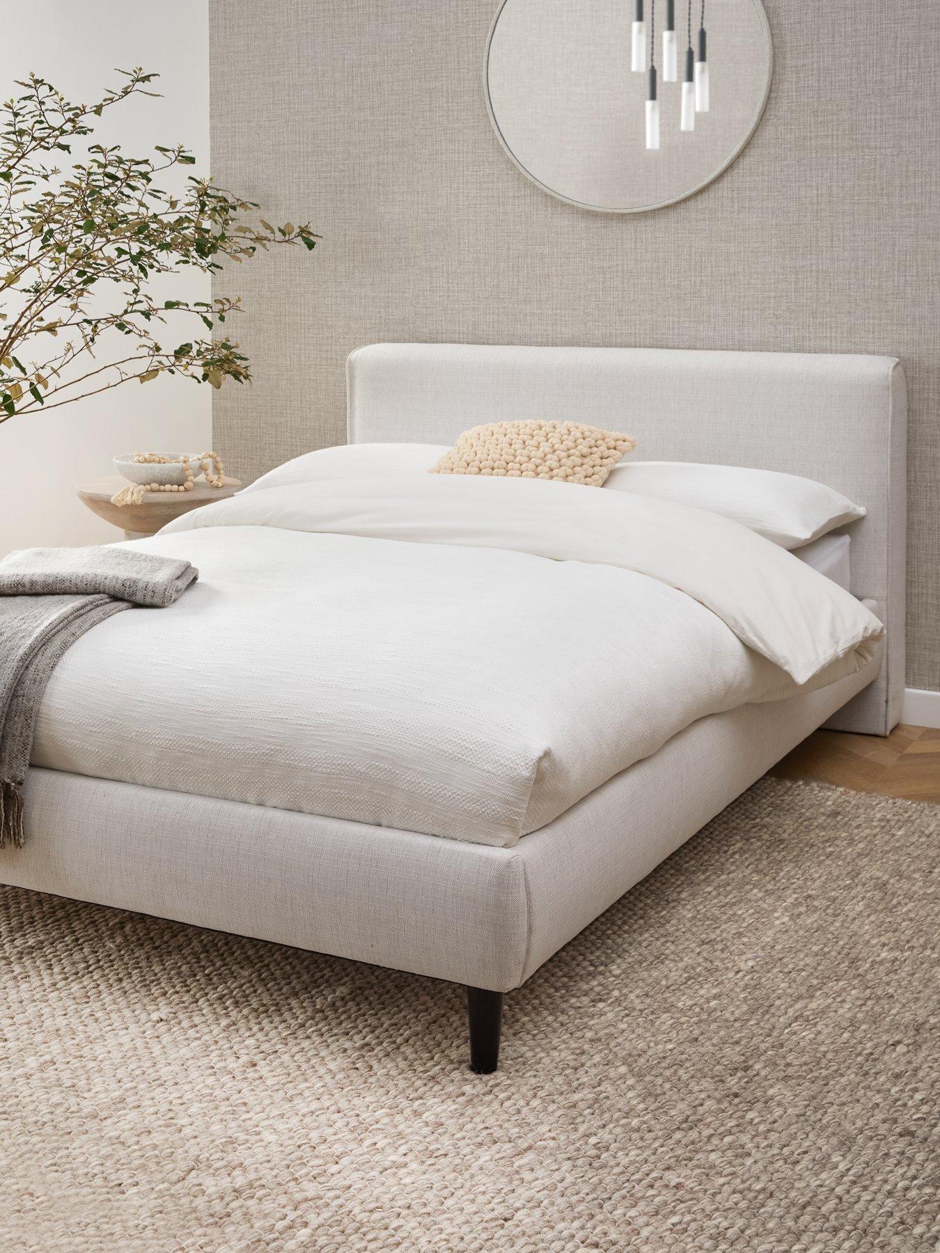 undefined Carla Fabric Bed Frame with Mattress Options (Buy  &  SAVE!) - Natural
