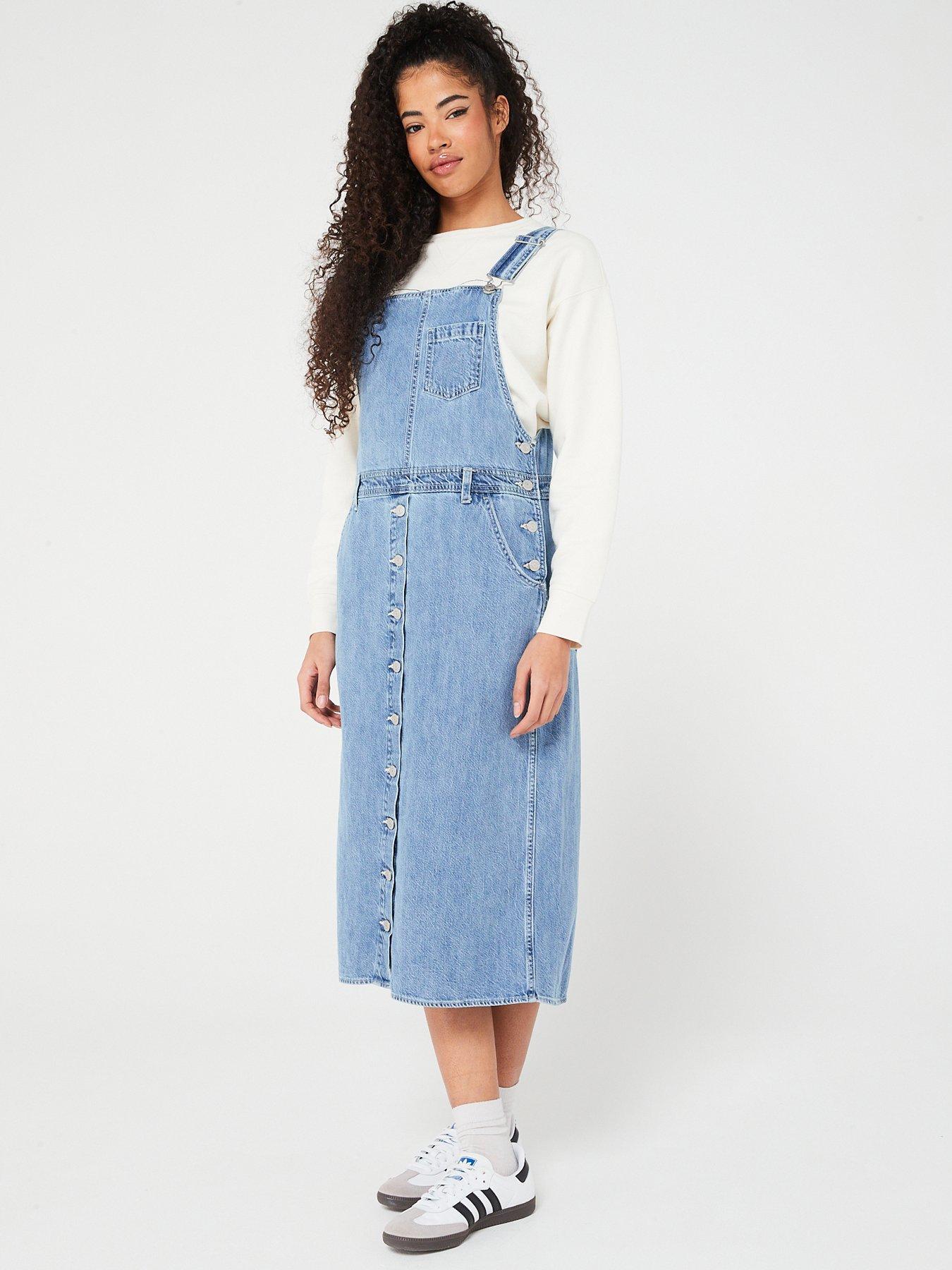 undefined Pinafore Denim Midi Dress - Twisted Words 2