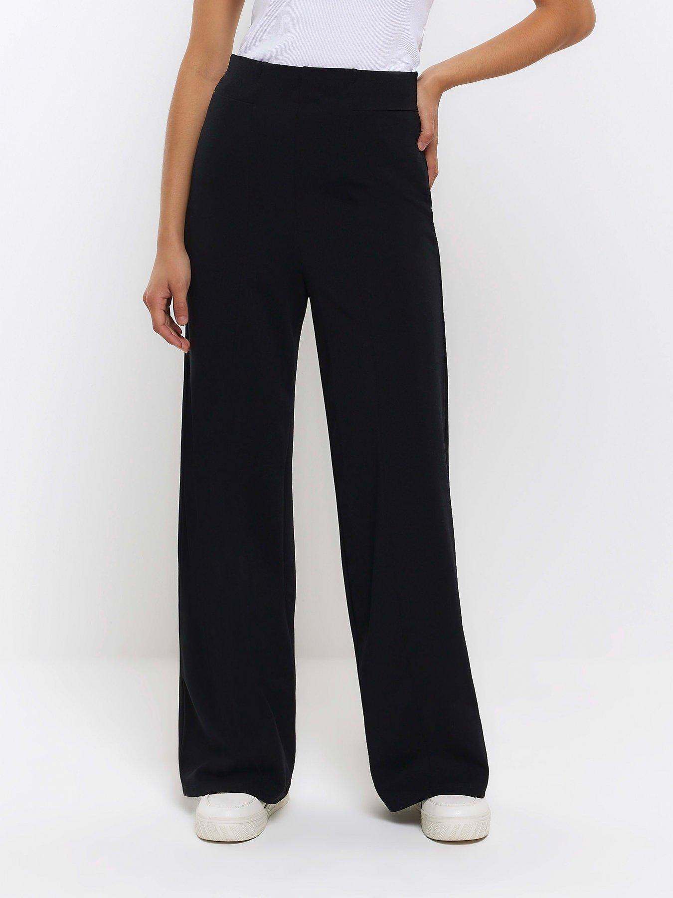 River Island Petite palazzo wide leg trousers in black