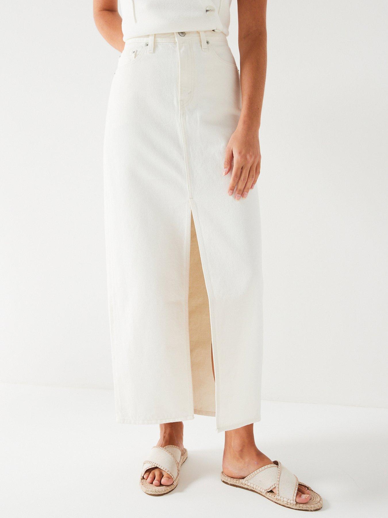 Levis white outlet jean skirt