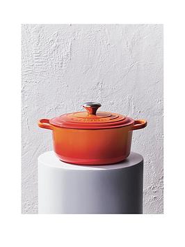 Product photograph of Le Creuset Signature Cast Iron Round 22 Cm Casserole In Volcanic from very.co.uk