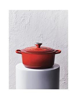 Product photograph of Le Creuset Signature Cast Iron Round 22 Cm Casserole In Cerise from very.co.uk