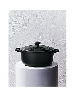Product photograph of Le Creuset Signature Cast Iron Round 22 Cm Casserole In Satin Black from very.co.uk