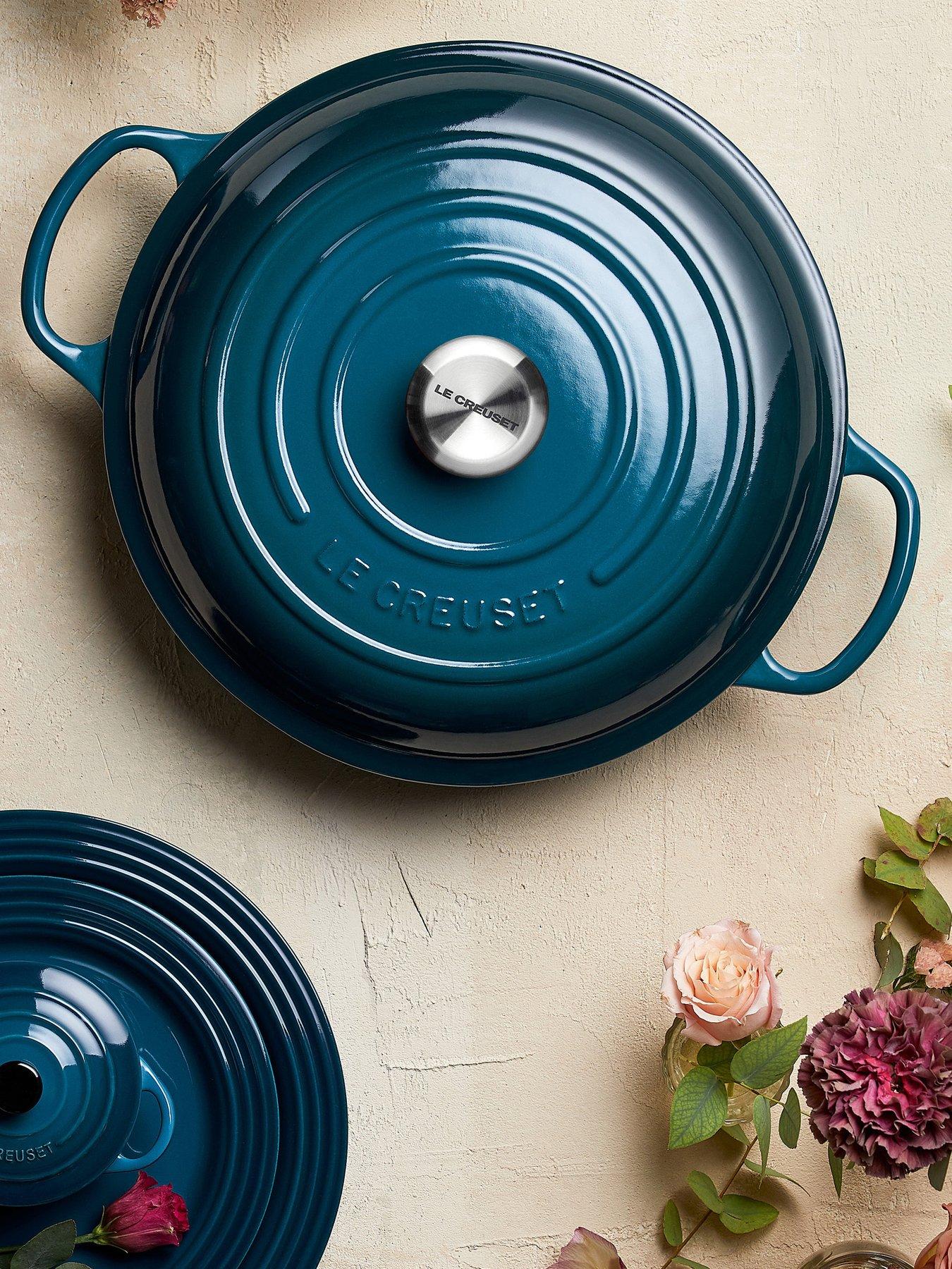 Le Creuset Signature 30 cm Shallow Cast Iron Casserole in Deep Teal