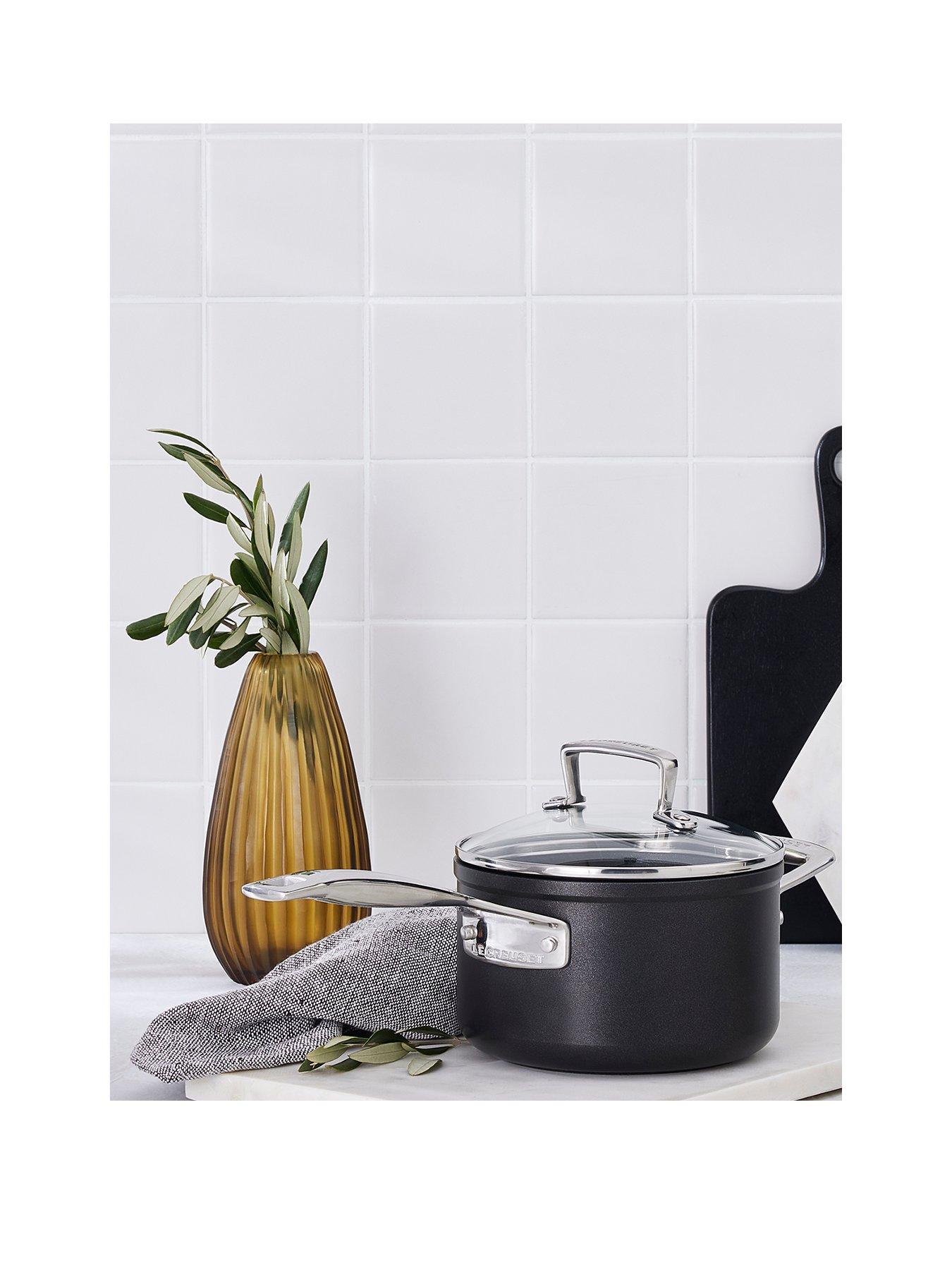 Product photograph of Le Creuset Toughened Non-stick 20 Cm Saucepan With Glass Lid from very.co.uk