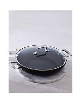 Product photograph of Le Creuset Toughened Non-stick 24 Cm Shallow Casserole With Glass Lid from very.co.uk