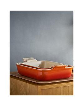 Product photograph of Le Creuset Heritage Stoneware 26 Cm Medium Rectangular Dish In Volcanic from very.co.uk
