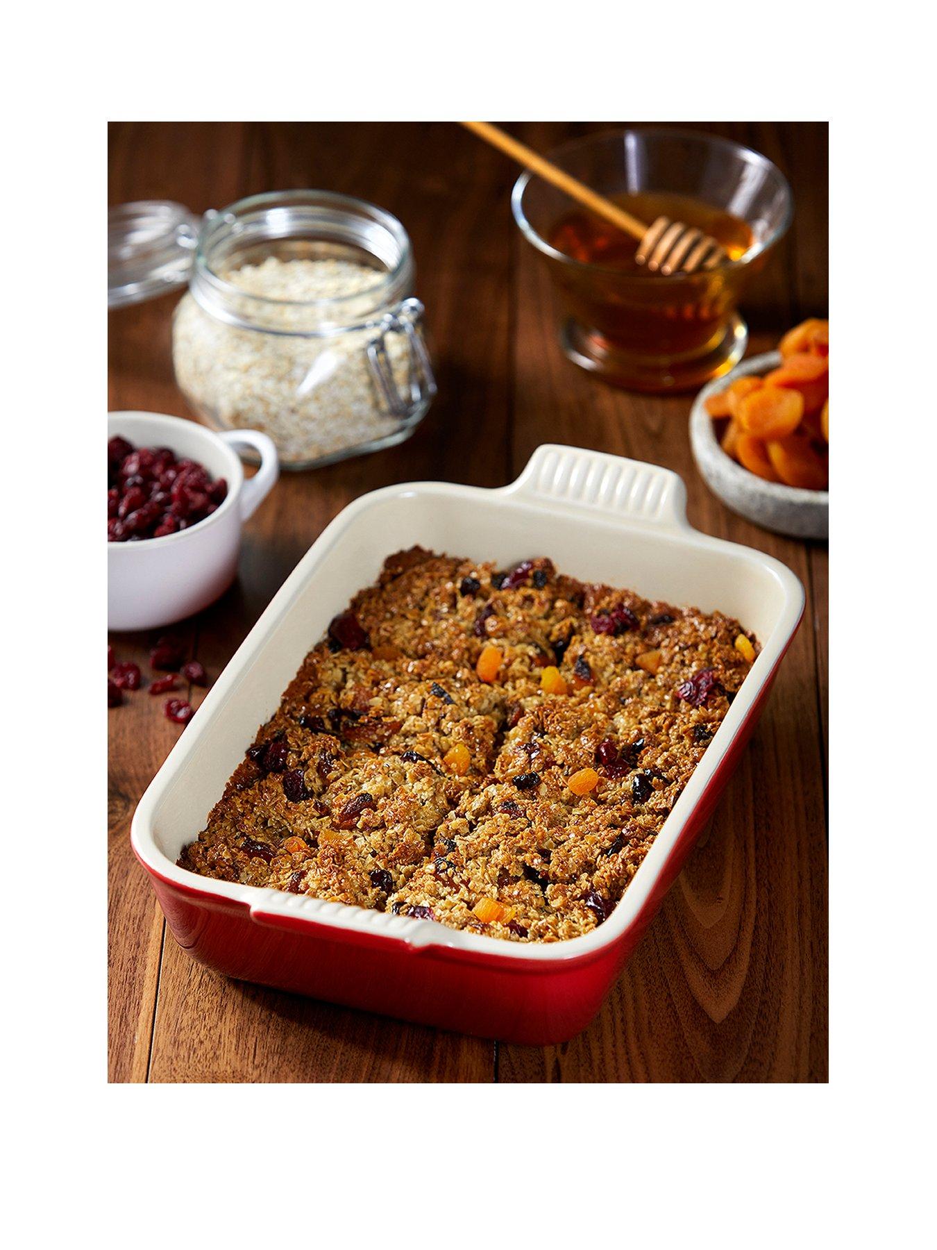 Image of Le Creuset Heritage Stoneware 32 cm Large Rectangular Dish in Cerise