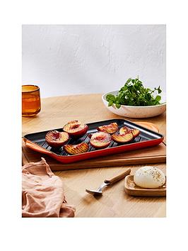 Product photograph of Le Creuset Cast Iron 32 Cm Rectangular Grill In Volcanic from very.co.uk