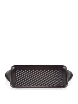 Product photograph of Le Creuset Cast Iron 32 Cm Rectangular Grill In Satin Black from very.co.uk