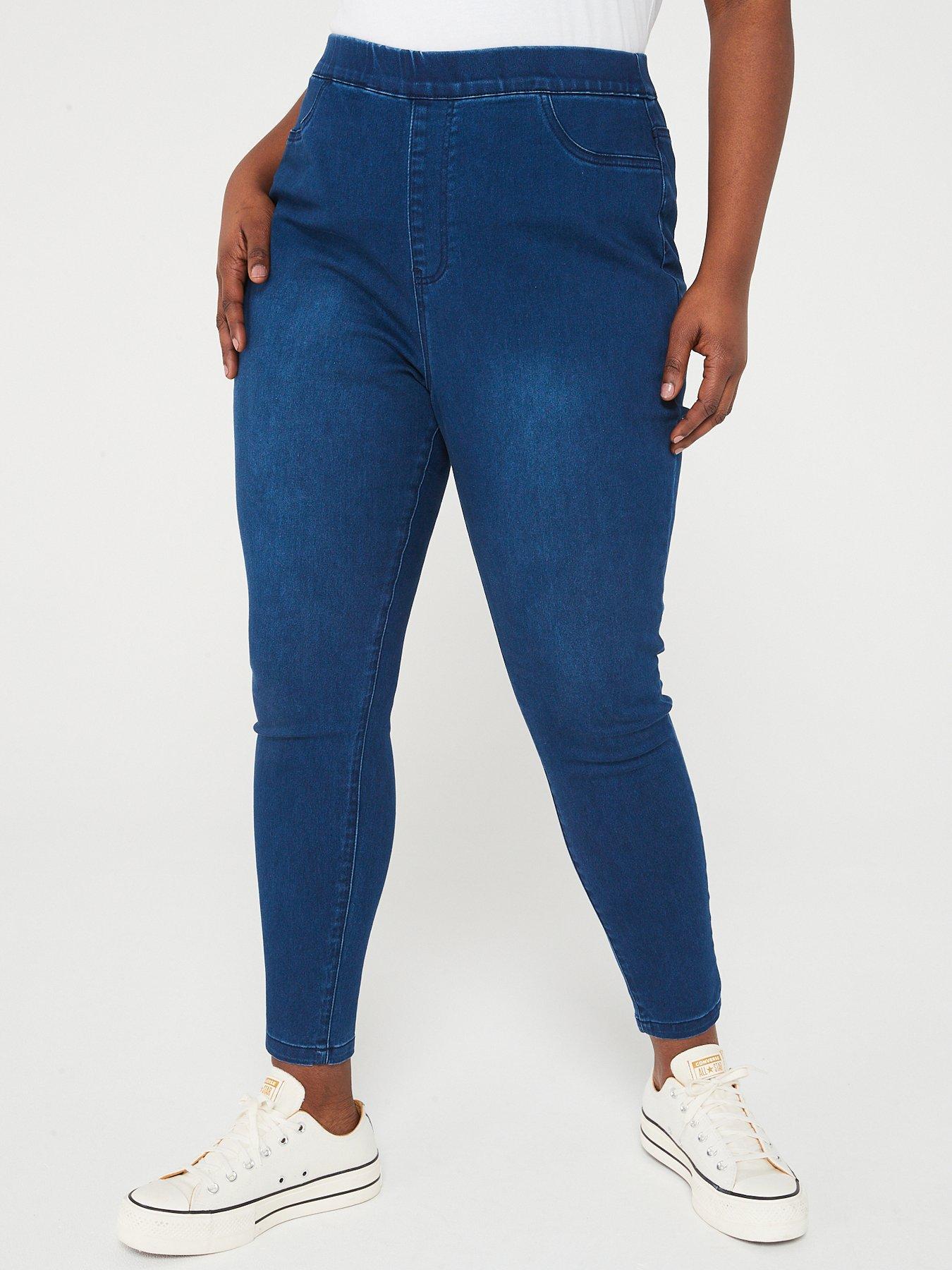 undefined High Waist Stretch Denim Jegging - Midi Wash