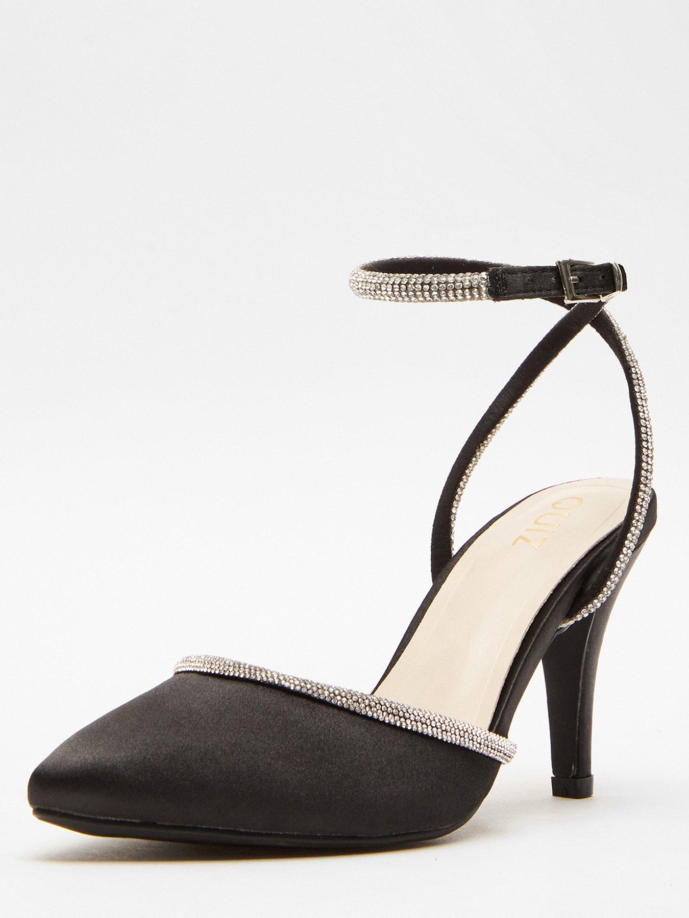 Image 2 of 5 of Quiz Black Satin Diamante Trim Courts