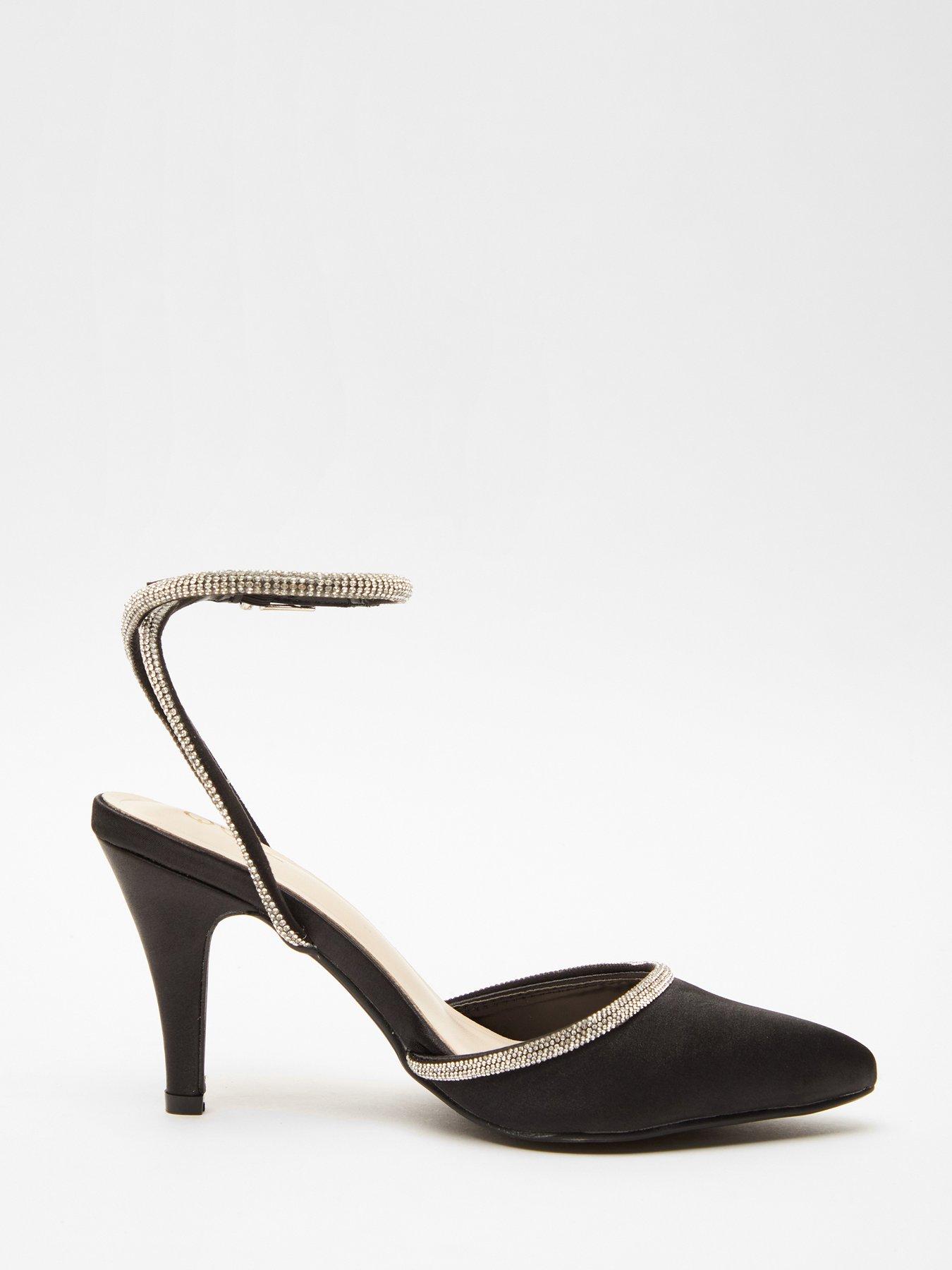 Image 5 of 5 of Quiz Black Satin Diamante Trim Courts