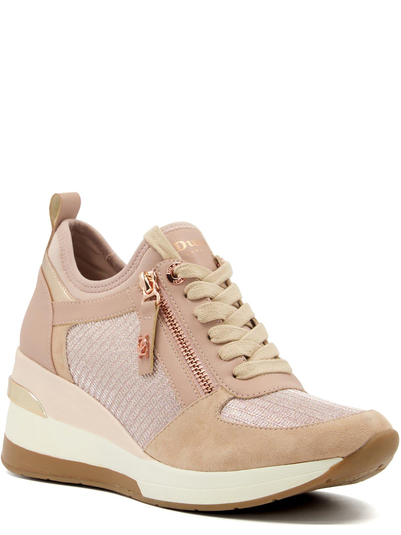 Dune London Eilin Rose Gold Wedge Lace-up Trainers | very.co.uk
