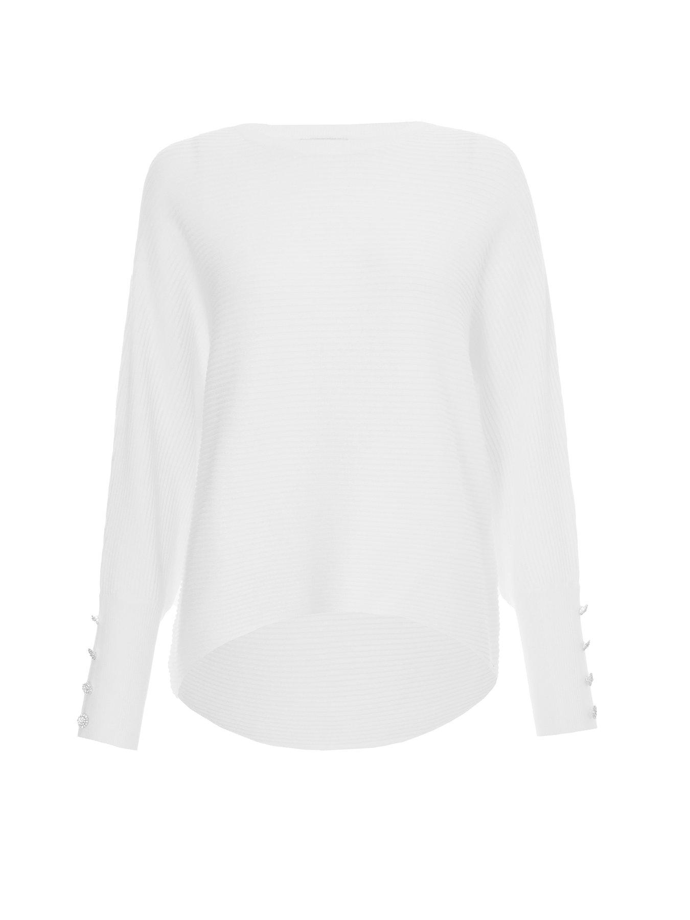 Quiz Cream Light Knit Buttoned Jumper Very.co.uk