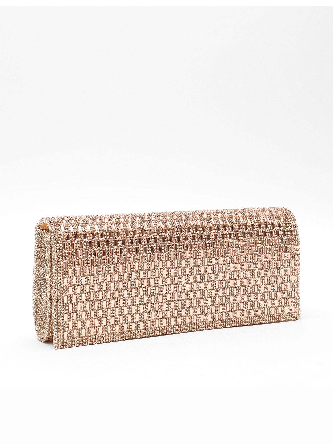 Rose gold sparkle hot sale clutch bag